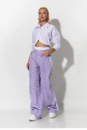 Boxer jean leopard print με ρίγες στο πλάι λιλά Boxer jean leopard print με ρίγες στο πλάι λιλά