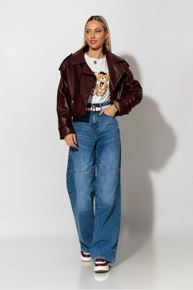 Baggy jean με panel stiching μπλε Baggy jean με panel stiching μπλε
