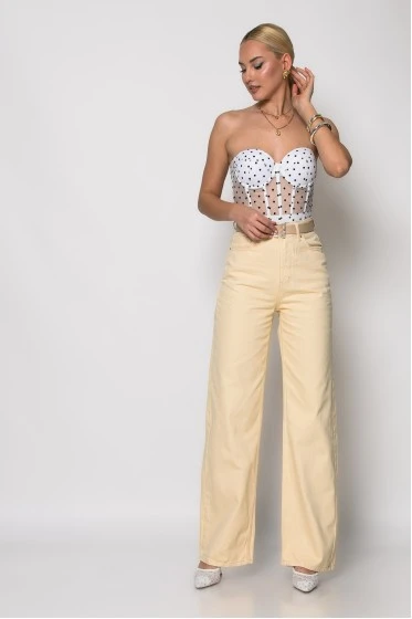 Jean wide leg κίτρινο