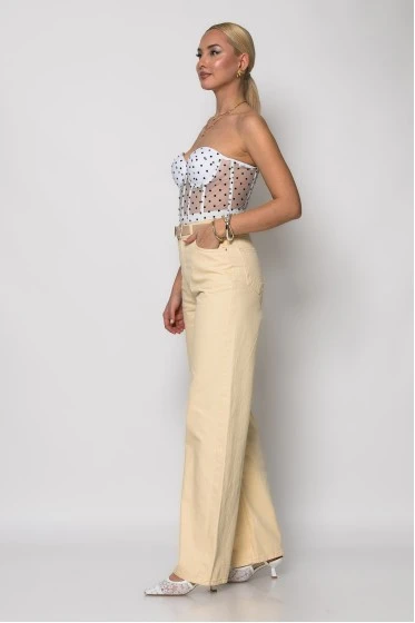 Jean wide leg κίτρινο