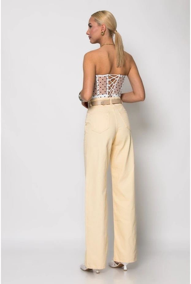 Jean wide leg κίτρινο