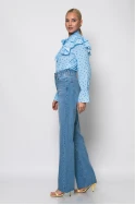 Jean straight leg με στρας και ξέφτια μπλε