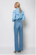 Jean straight leg με στρας και ξέφτια μπλε