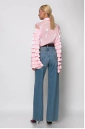 Jean straight leg με flower στρας μπλε