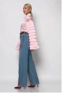 Jean straight leg με flower στρας μπλε