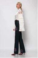 Jean straight leg με flower στρας μπλε ντένιμ