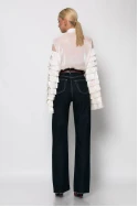 Jean straight leg με flower στρας μπλε ντένιμ