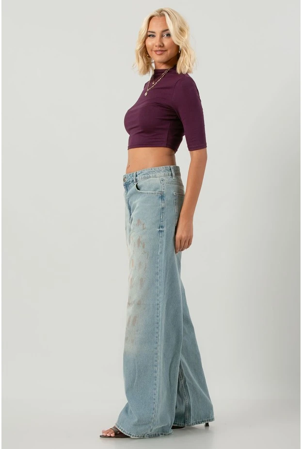 Jean loose fit με splash μπλε