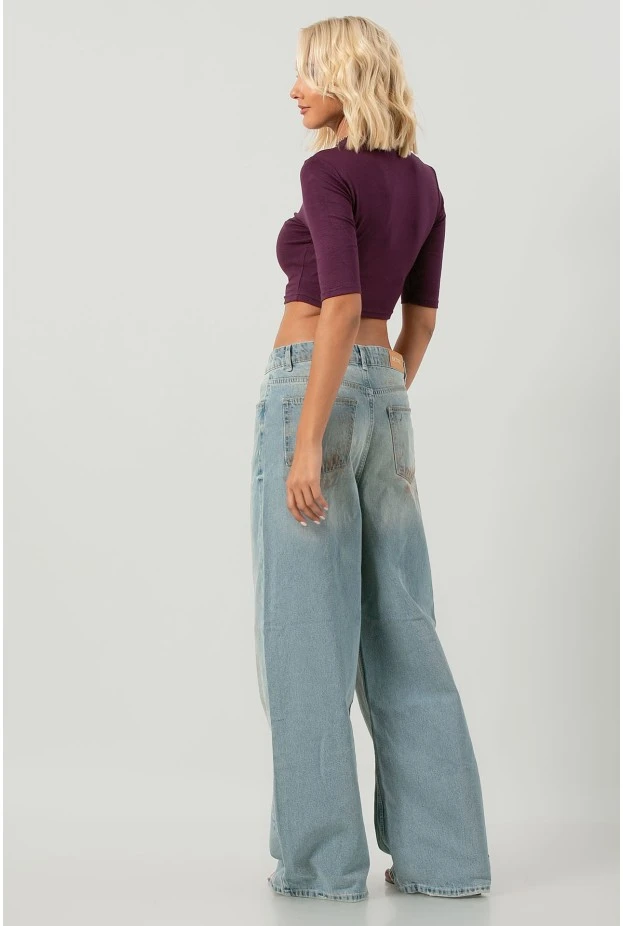 Jean loose fit με splash μπλε
