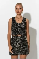 Jean σορτς leopard print γκρι