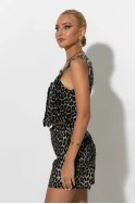 Jean σορτς leopard print γκρι