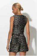 Jean σορτς leopard print γκρι