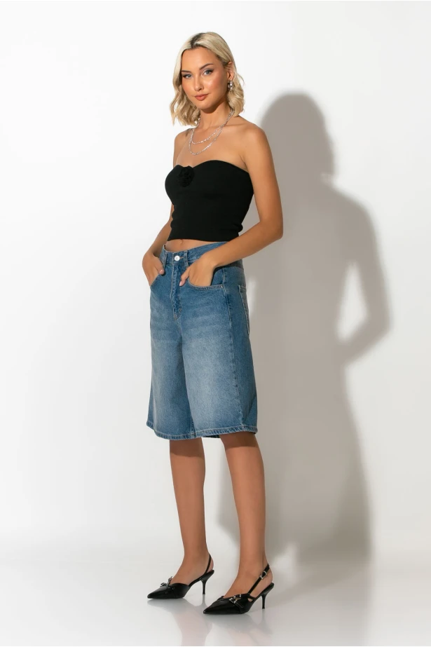 Jean baggy βερμούδα μπλε σκούρο Jean baggy βερμούδα μπλε σκούρο