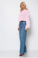 Jean straight leg με στρας μπλε