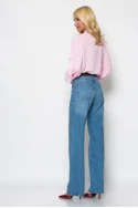 Jean straight leg με στρας μπλε