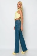 Jean wide leg low rise μπλε
