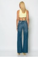 Jean wide leg low rise μπλε