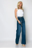 Jean wide leg με ξέφτια στην μέση μπλε