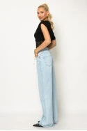 Jean wide leg με κορδόνι μπλε ανοιχτό