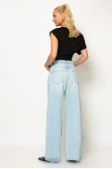 Jean wide leg με κορδόνι μπλε ανοιχτό
