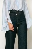 Jean straight leg με ασύμμετρο κούμπωμα μπλε ντένιμ