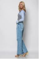 Jean straight leg με φθορές μπλε
