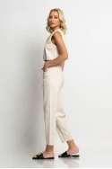 Boho σετ με λεπτομέρεια πλεξούδες γιλέκο και παντελόνι μπεζ