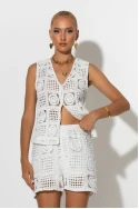 Σετ crochet γιλέκο και σόρτς με φόδρα λευκό