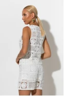 Σετ crochet γιλέκο και σόρτς με φόδρα λευκό