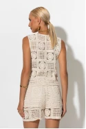Σετ crochet γιλέκο και σόρτς με φόδρα μπεζ