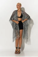 Κιμονό με κρόσια zebra print ασημί Κιμονό με κρόσια zebra print ασημί