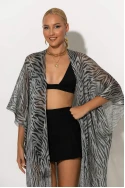 Κιμονό με κρόσια zebra print ασημί Κιμονό με κρόσια zebra print ασημί