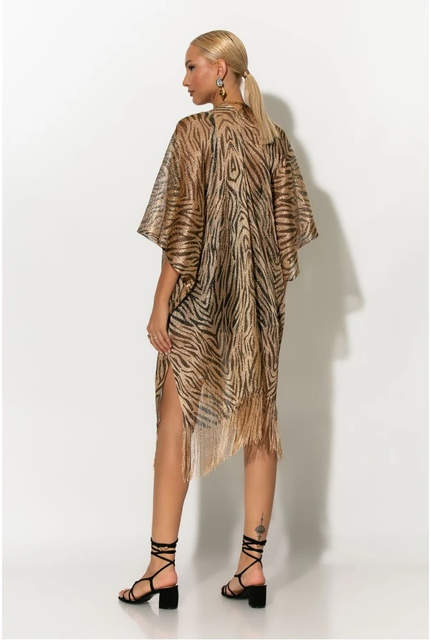 Κιμονό με κρόσια zebra print χρυσό