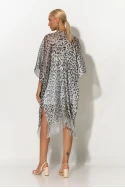 Κιμονό με κρόσια leopard print ασημί