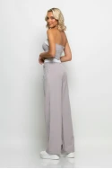 Σετ παντελόνα tailoring και στράπλες crop top γκρι ανοιχτό