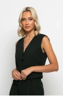 Σετ cropped παντελόνι και γιλέκο μαύρο