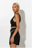 Σετ crop top τιραντέ και σορτς τύπου λινό μαύρο