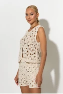 Crochet γιλέκο μπεζ
