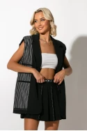 Σετ oversized αμάνικο blazer και μίνι φούστα-σορτς πλισέ μαύρο