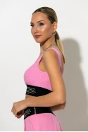 Σετ crop top με cup και παντελόνα με λάστιχο στην μέση ροζ Σετ crop top με cup και παντελόνα με λάστιχο στην μέση ροζ