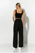 Σετ crop top με cup και παντελόνα με λάστιχο στην μέση μαύρο Σετ crop top με cup και παντελόνα με λάστιχο στην μέση μαύρο