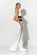 Σετ crop top με cup και παντελόνα με λάστιχο στην μέση λευκό Σετ crop top με cup και παντελόνα με λάστιχο στην μέση λευκό