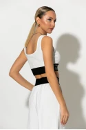 Σετ crop top με cup και παντελόνα με λάστιχο στην μέση λευκό Σετ crop top με cup και παντελόνα με λάστιχο στην μέση λευκό