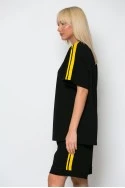 Σετ oversized μπλούζα και βερμούδα με ρίγες στο πλάι μαύρο