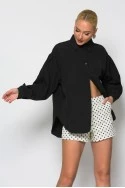 Oversized πουκαμίσo με κουφόπιετα και πιέτες στα μανίκια μαύρο