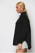 Oversized πουκαμίσo με κουφόπιετα και πιέτες στα μανίκια μαύρο