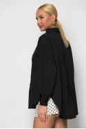 Oversized πουκαμίσo με κουφόπιετα και πιέτες στα μανίκια μαύρο