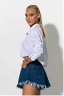 Cropped πουκάμισο με κουμπιά μπρος πίσω λευκό