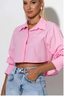 Cropped πουκάμισο με κουμπιά μπρος πίσω ροζ