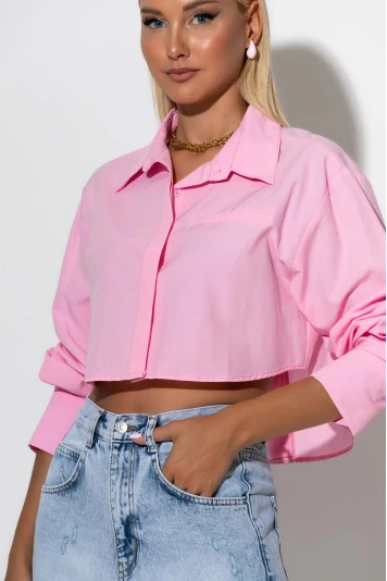 Cropped πουκάμισο με κουμπιά μπρος πίσω λευκό